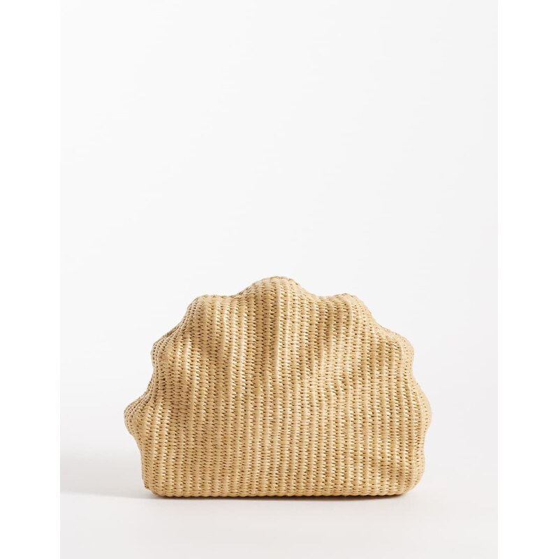 ASOS DESIGN straw hardbox shell clutch bag with chain cross body