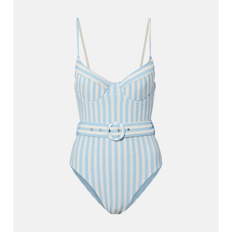 Simkhai Noa belted striped swimsuit
