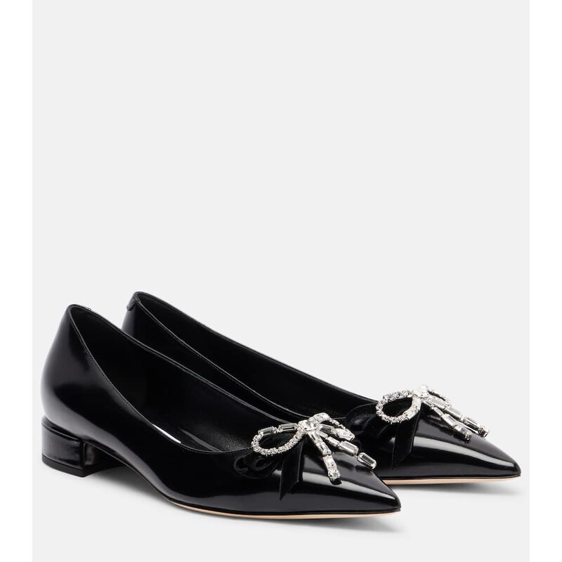 Jimmy Choo Auria bow-detail leather ballet flats