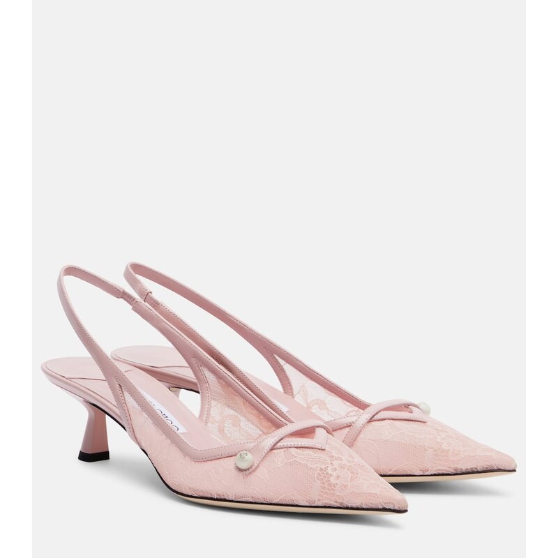 Jimmy Choo Amita 45 lace slingback pumps
