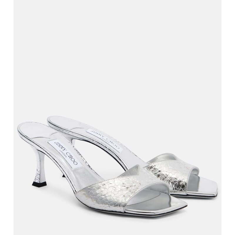 Jimmy Choo Skye 70 metallic leather mules