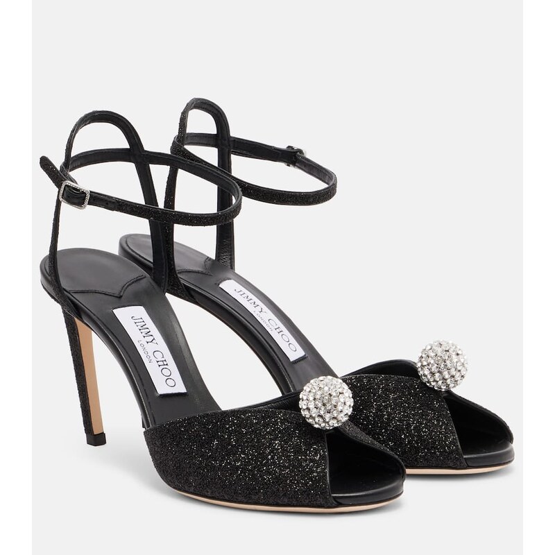Jimmy Choo Sacora 85 glitter peep-toe sandals