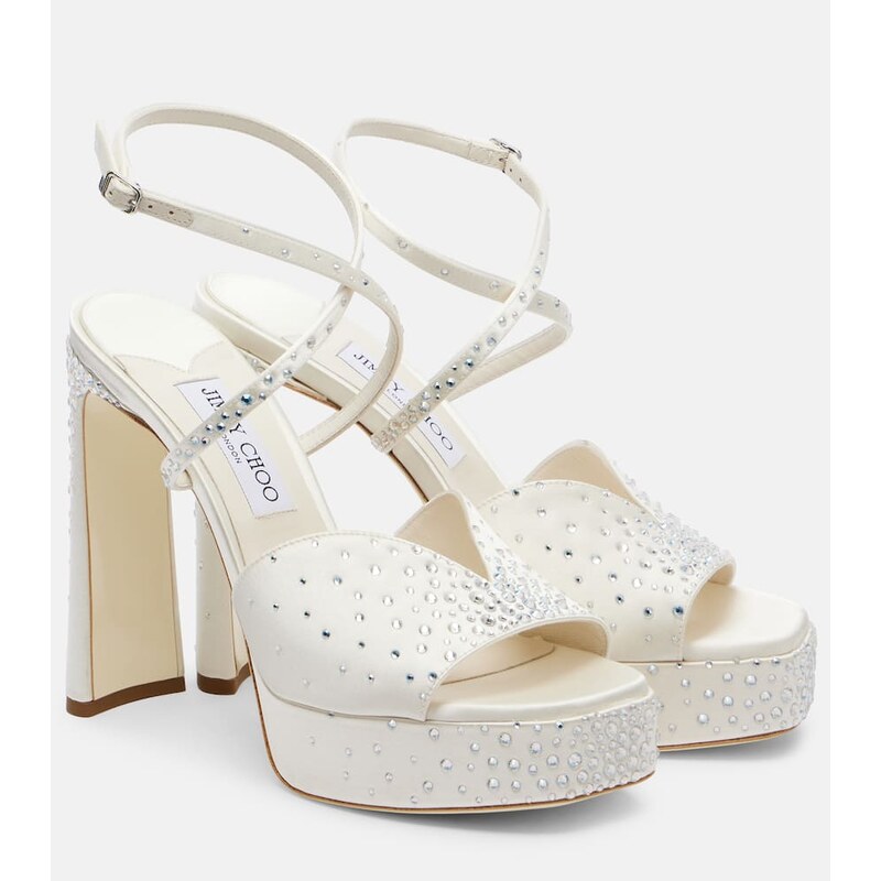 Jimmy Choo Karli embellished satin platform sandals