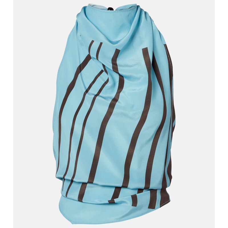 SIR Rioja draped striped silk crÃªpe top