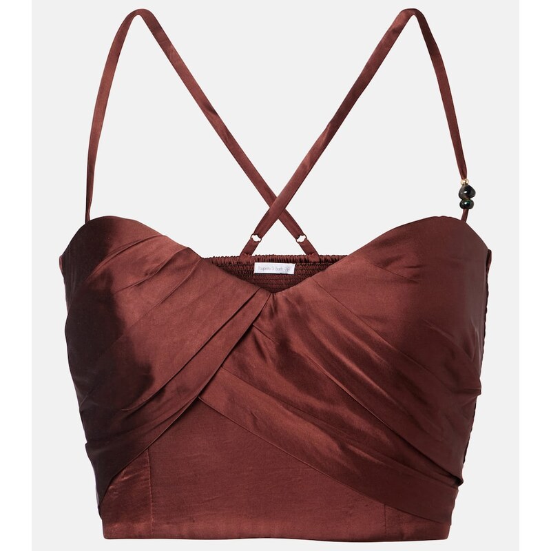 Poupette St Barth Palmire satin crop top