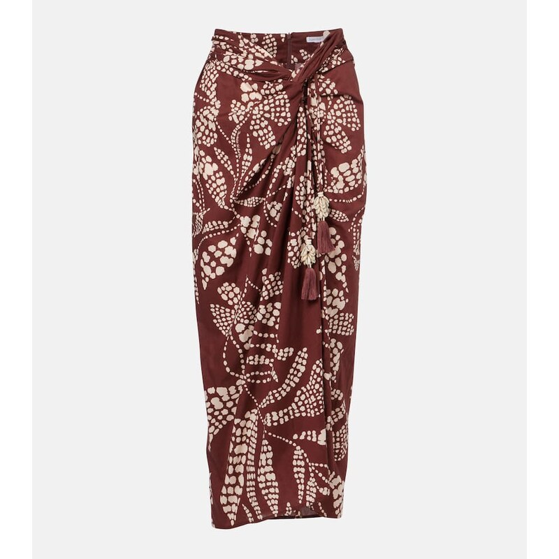 Poupette St Barth Uma printed cotton midi skirt