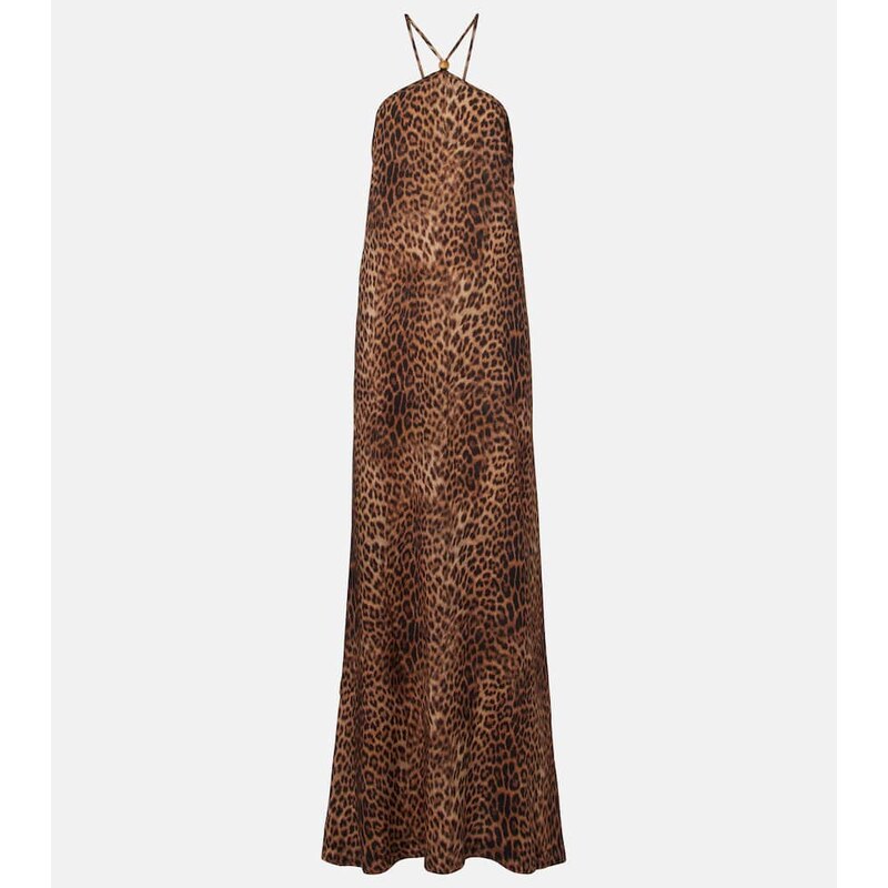 Melissa Odabash Sage leopard-print halterneck maxi dress