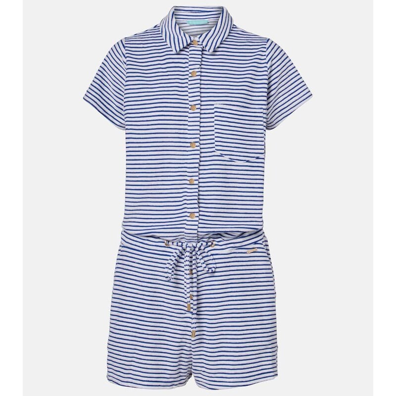 Melissa Odabash Cheryl striped cotton-blend romper