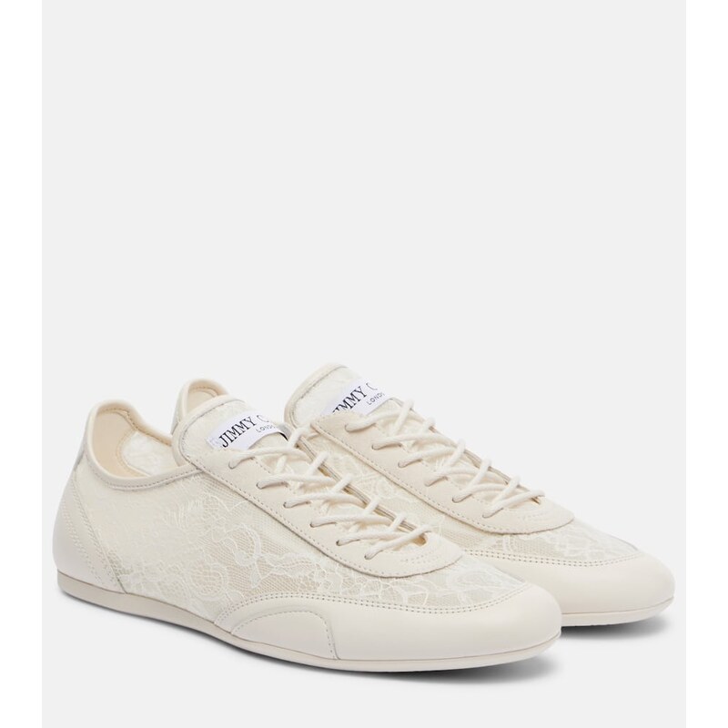 Jimmy Choo Sunny leather-trimmed lace sneakers
