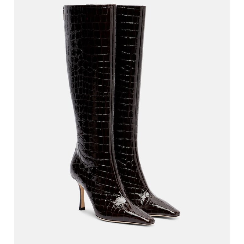 Jimmy Choo Agathe 85 croc-effect leather knee-high boots