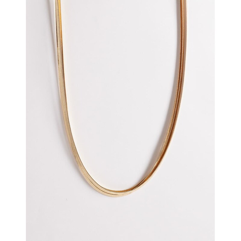 ASOS DESIGN multi-row necklace with flat snake chains in gold tone 115518183