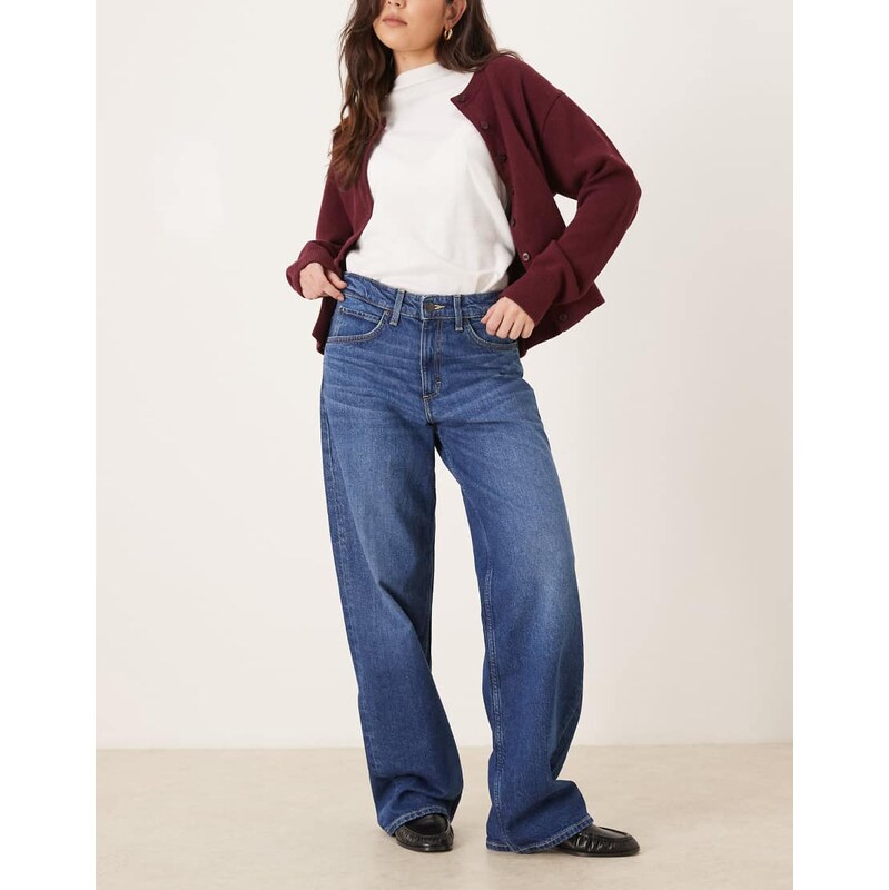 Lee Rider loose wide leg jeans in dark wash blue 113297317