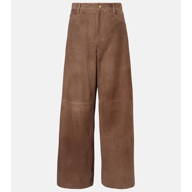 S Max Mara Fulmine suede wide-leg pants