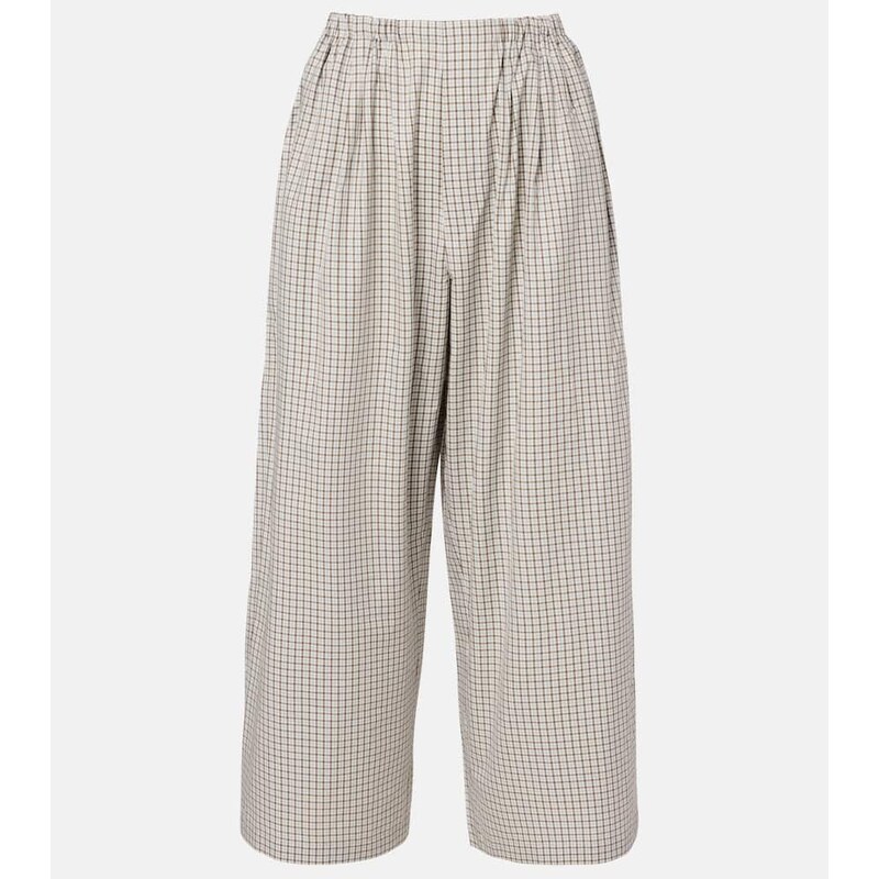 Proenza Schouler White Label Meadow checked cotton wide-leg