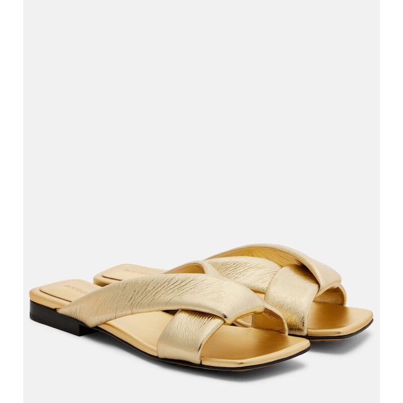 Bottega Veneta Riva metallic leather mules