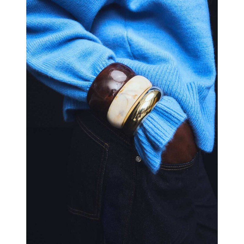 Bershka Pack of 3 resin-effect bracelets in brown