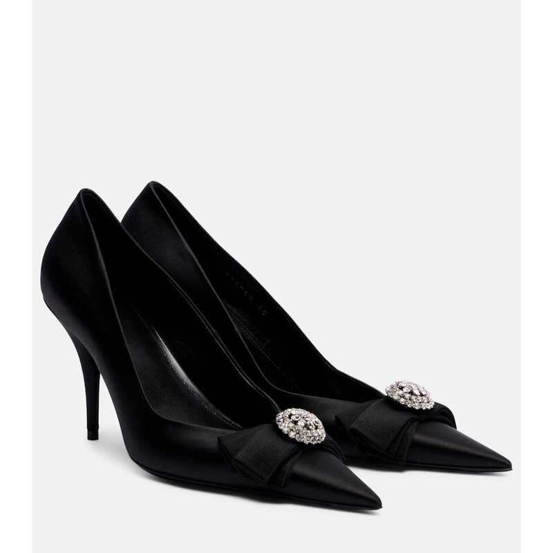 Balenciaga Avenue Palazzo 90 embellished satin pumps