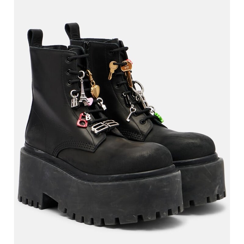 Balenciaga Embellished leather platform combat boots