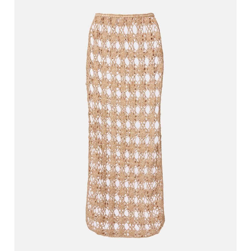 Anna Kosturova Bella Rosette crochet cotton midi skirt