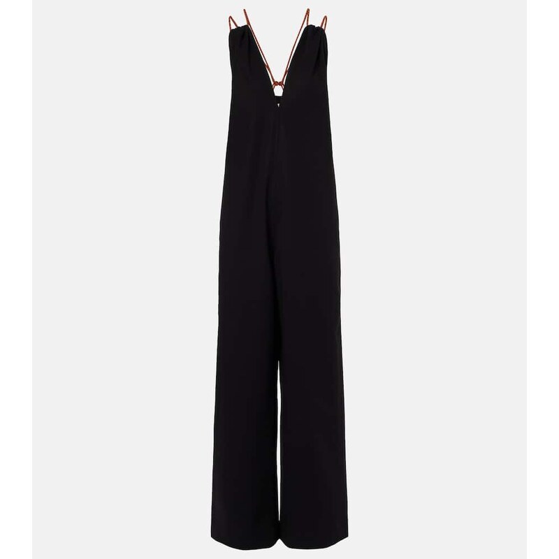 Dámský cotton crêpe jumpsuit v barvě černá/Grizzly