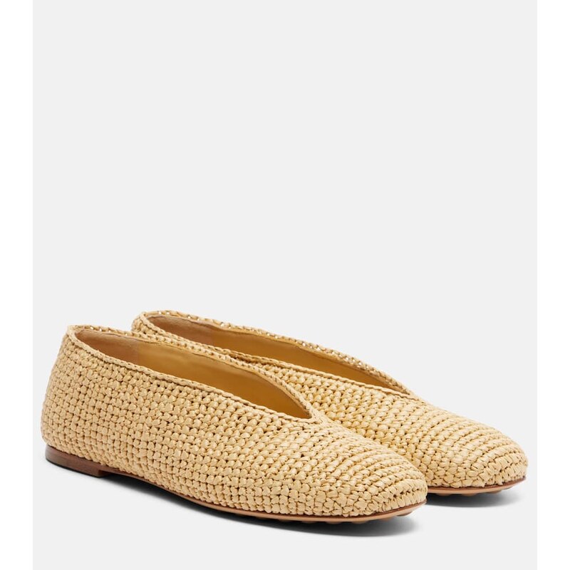 Bottega Veneta Rosa raffia ballet flats