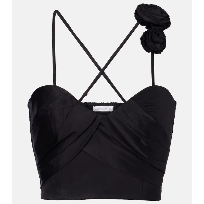 Poupette St Barth Palmire floral-appliquÃ crop top
