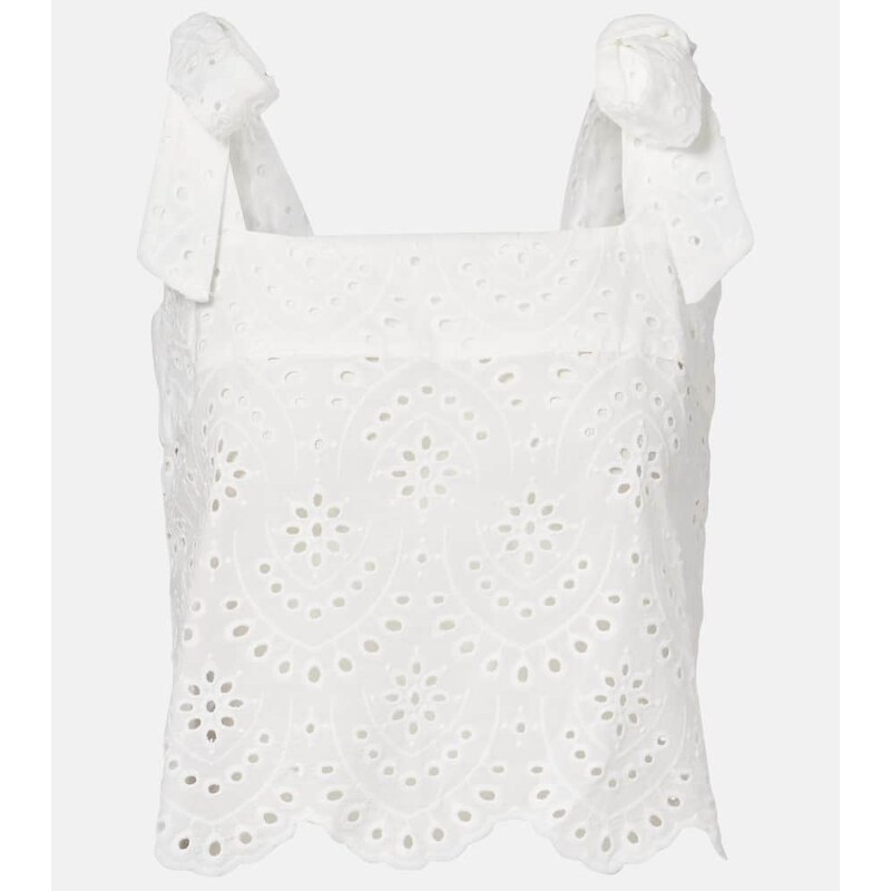 Poupette St Barth Noa broderie anglaise cotton top