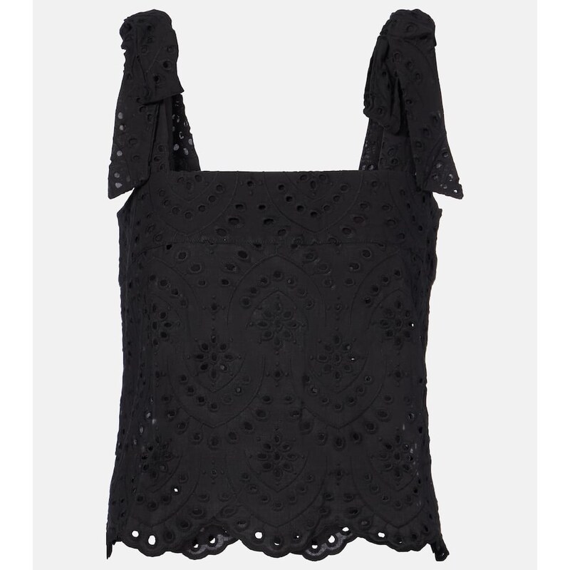 Poupette St Barth Noa broderie anglaise cotton top