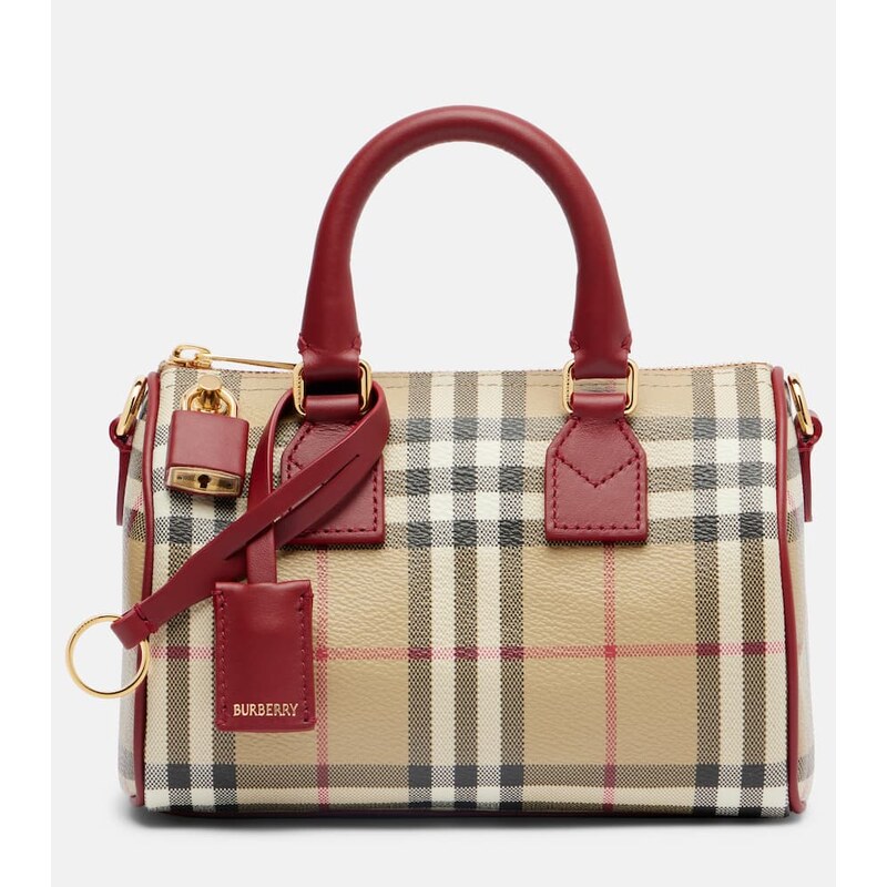 Burberry Burberry Check Small leather-trimmed canvas tote bag