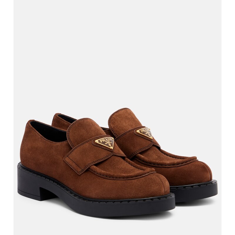 Prada Chocolate suede loafers