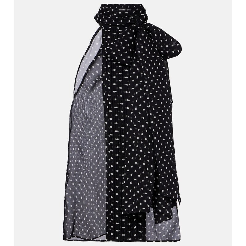 Tom Ford Draped polka-dot silk blouse