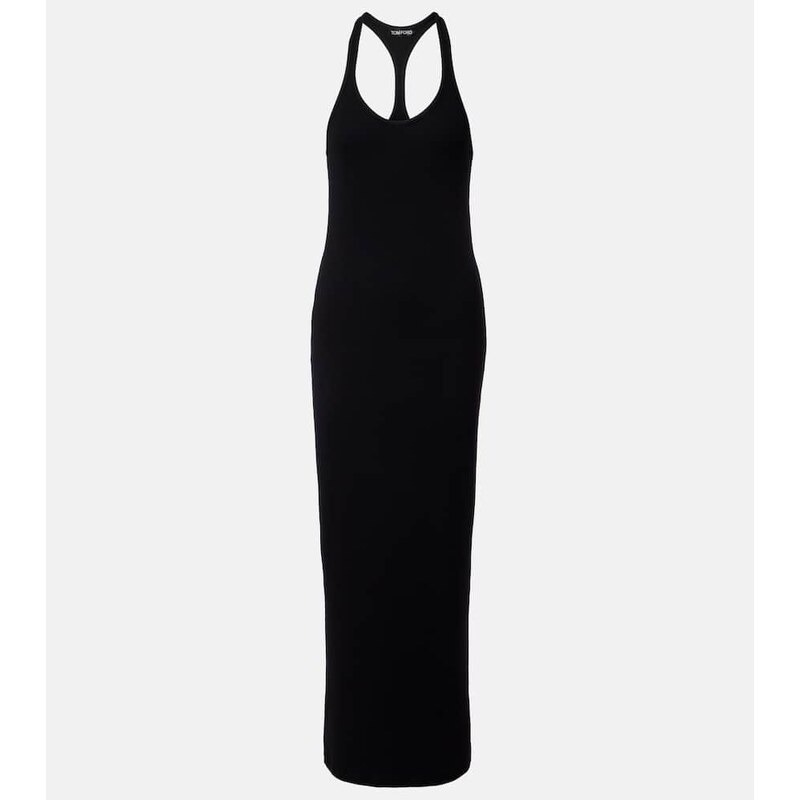 Tom Ford Ribbed-knit halterneck jersey maxi dress