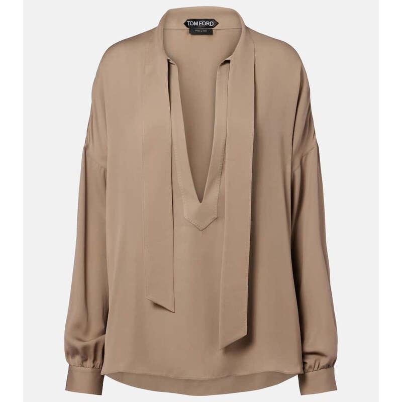 Tom Ford Tie-neck silk georgette blouse