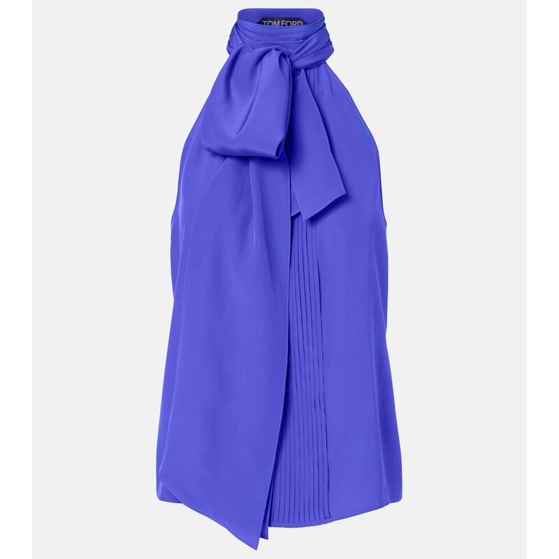 Dámský dres z hedvábí modré barvy od Tom Ford
