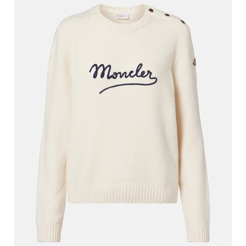 Moncler Embroidered logo cotton-blend sweater