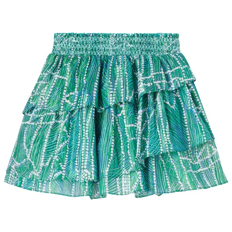 Poupette St Barth Kids Lilas printed ruffled cotton-blend skirt