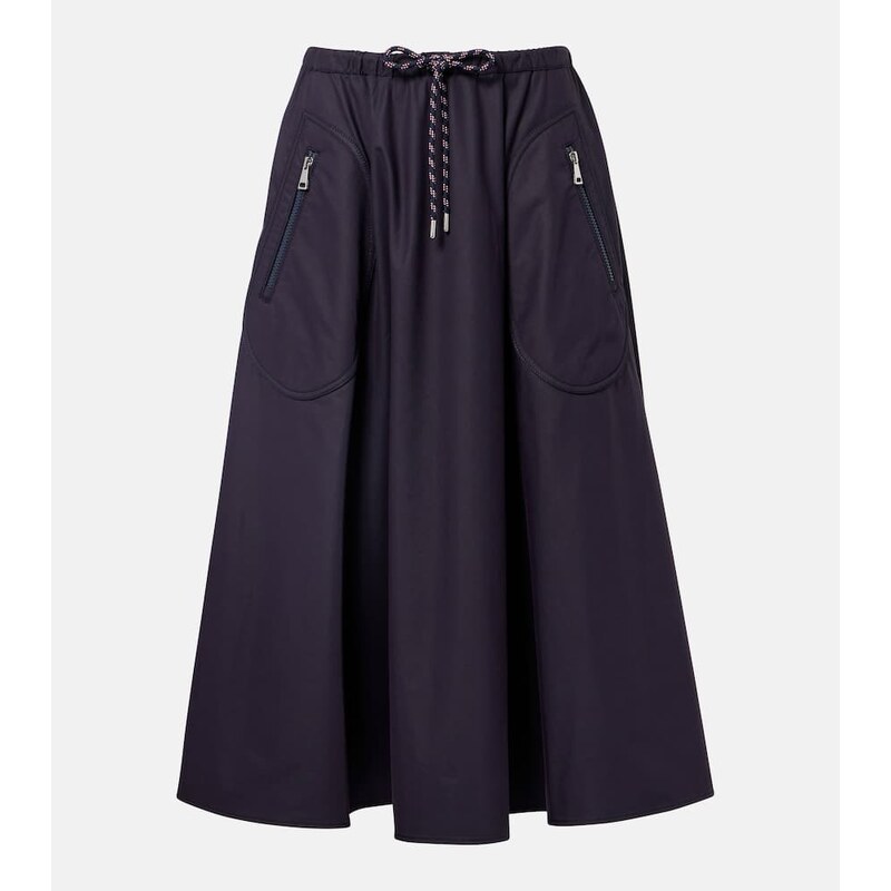 Moncler Cotton-blend jersey midi skirt