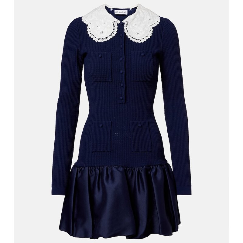 Self-Portrait Waffle-knit minidress