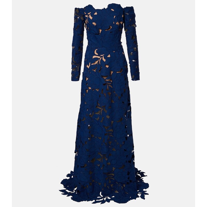Costarellos Off-shoulder guipure lace gown