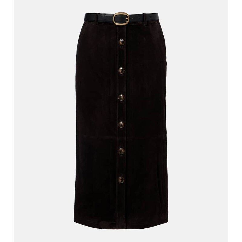 Self-Portrait Suede midi skirt