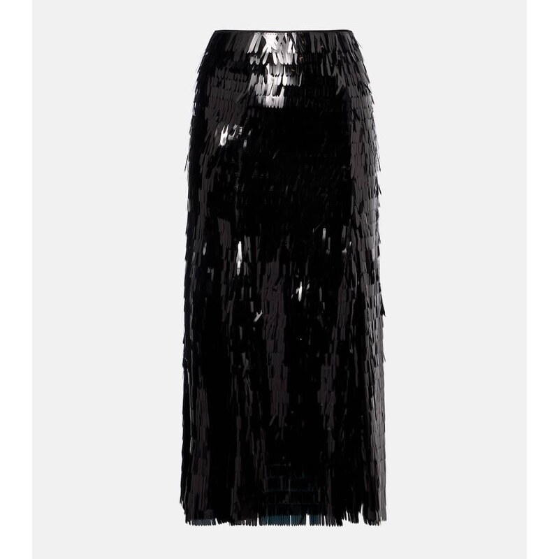 Self-Portrait Sequined high-rise midi skirt