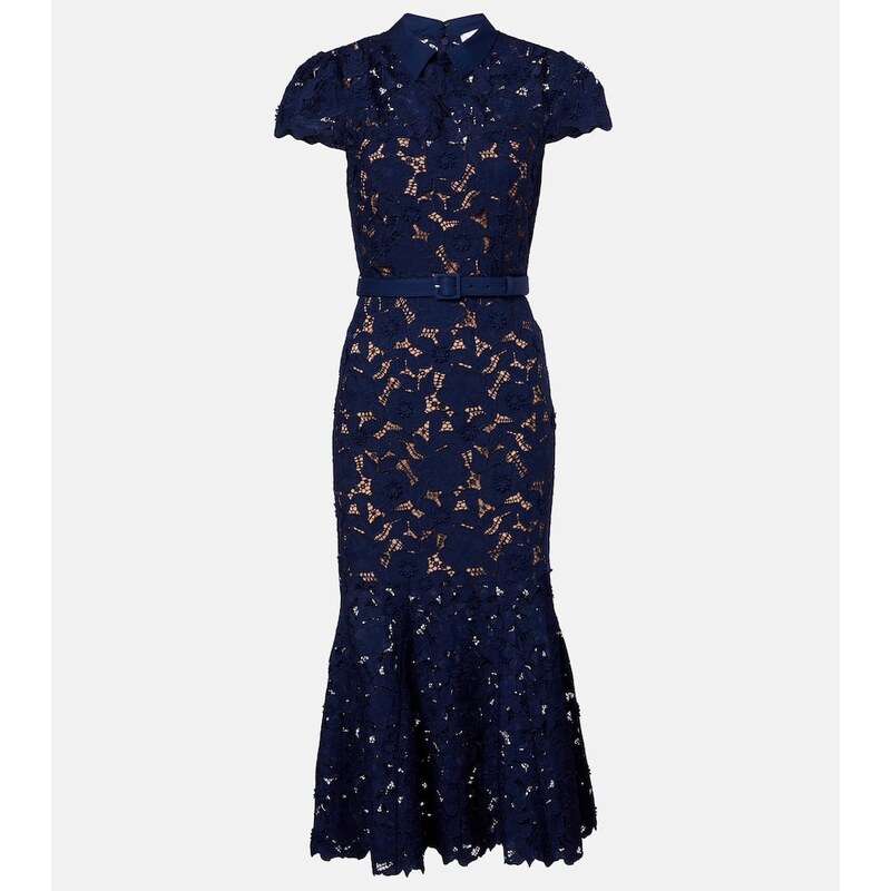 Self-Portrait Belted lace midi dress