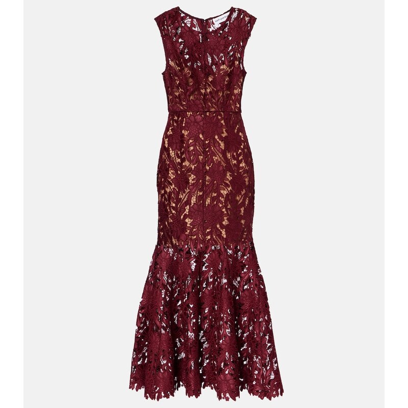 Self-Portrait Floral lace midi dress