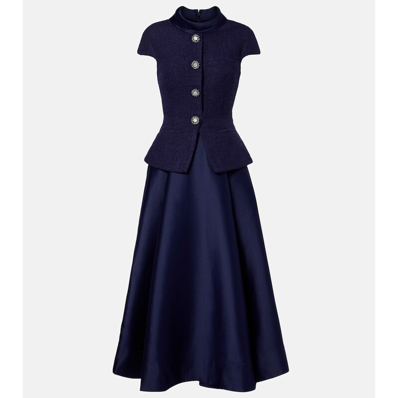 Self-Portrait BouclÃ taffeta midi dress