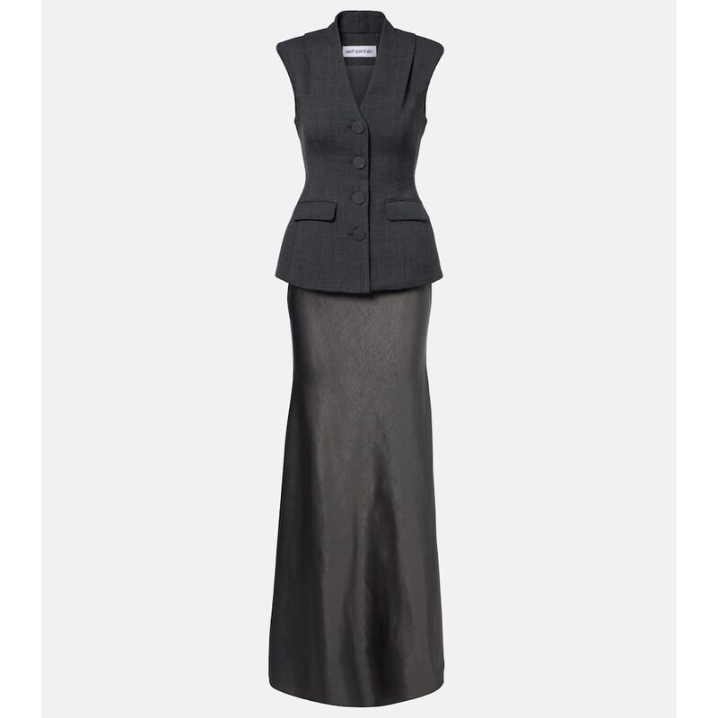 Self-Portrait Peplum satin gown