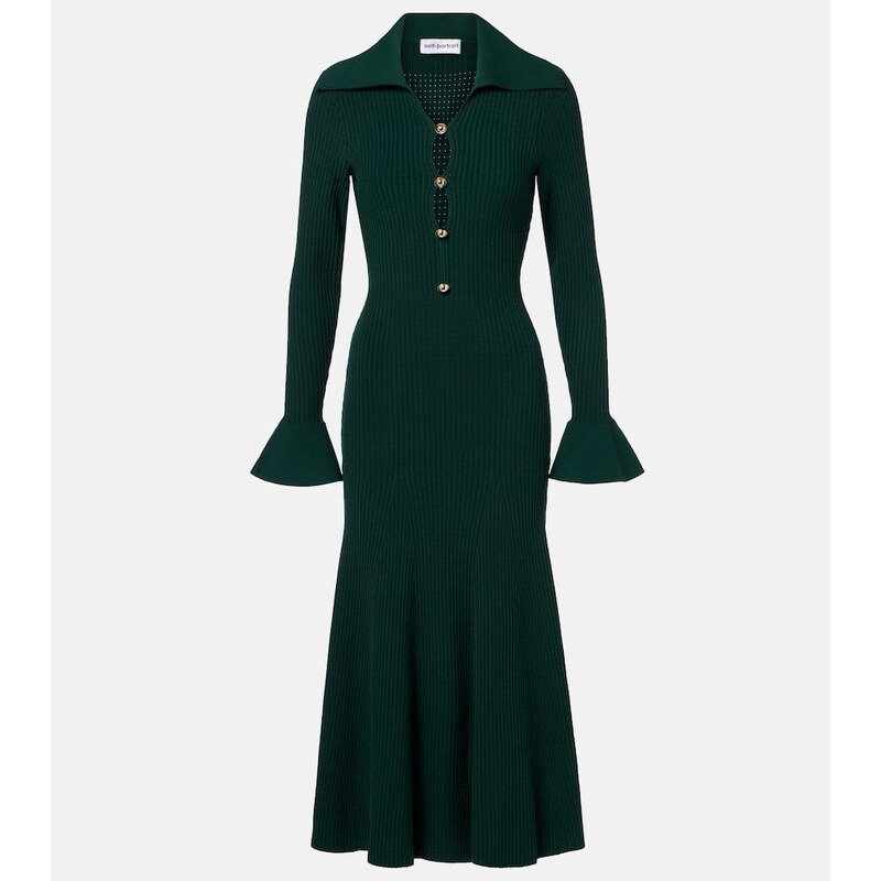 Self-Portrait Ribbed-knit midi dress