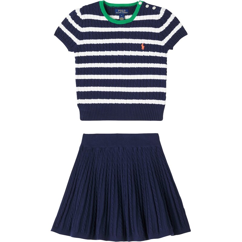 Polo Ralph Lauren Kids Knitted cotton top and skirt set