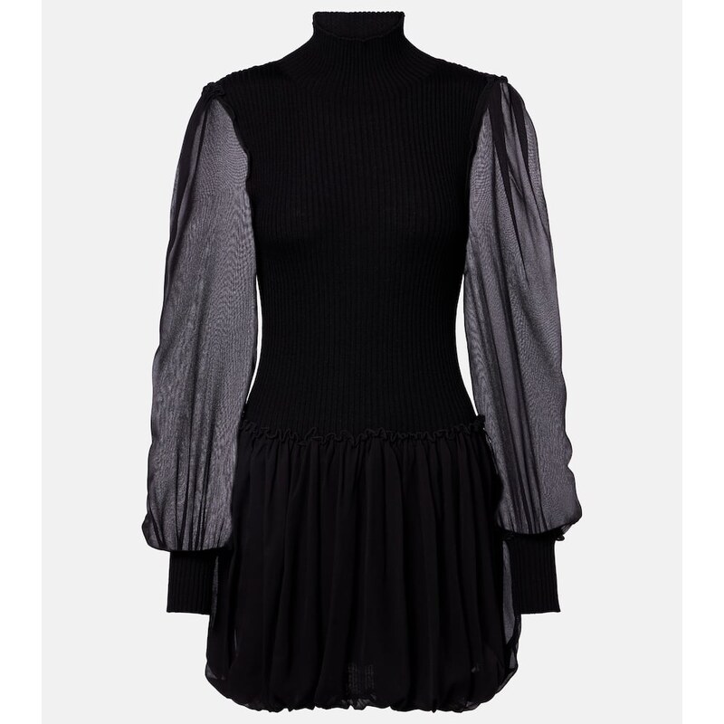 Frame Ribbed-knit wool and silk minidress
