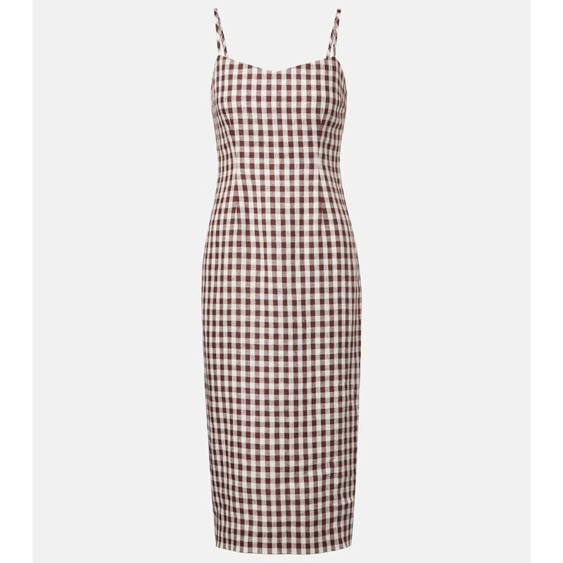 Posse Sadie gingham linen midi dress