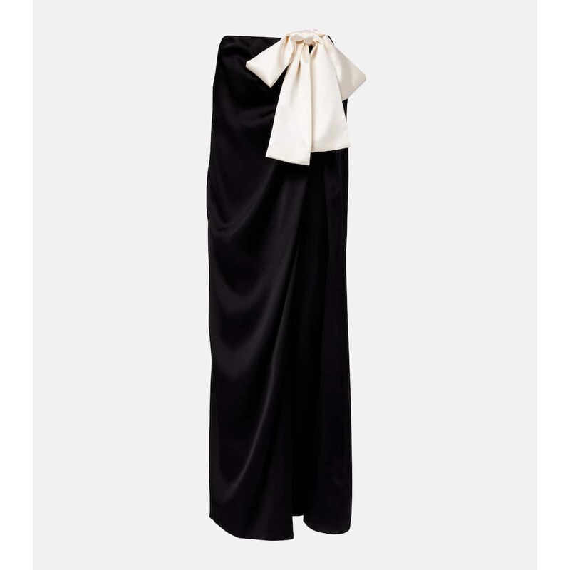 Saint Laurent Bow-detail silk charmeuse maxi skirt